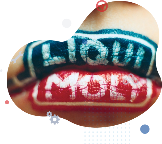 Liqui Moly logo on a woman's lips