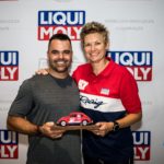 Melicia Labuschagne at Liqui Moly event handing over award