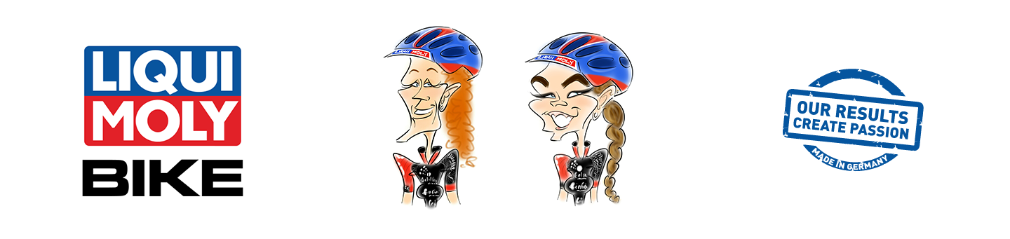 Cyclist caricatures of Sarah and Theresa