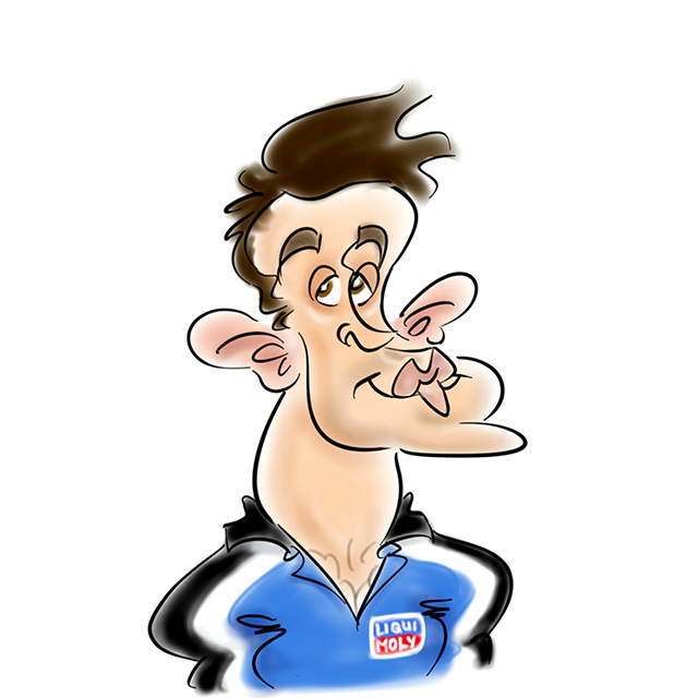 Liqui Moly team caricature of Clive