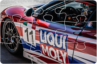 Puzzle of race car sponsored by Liqui Moly