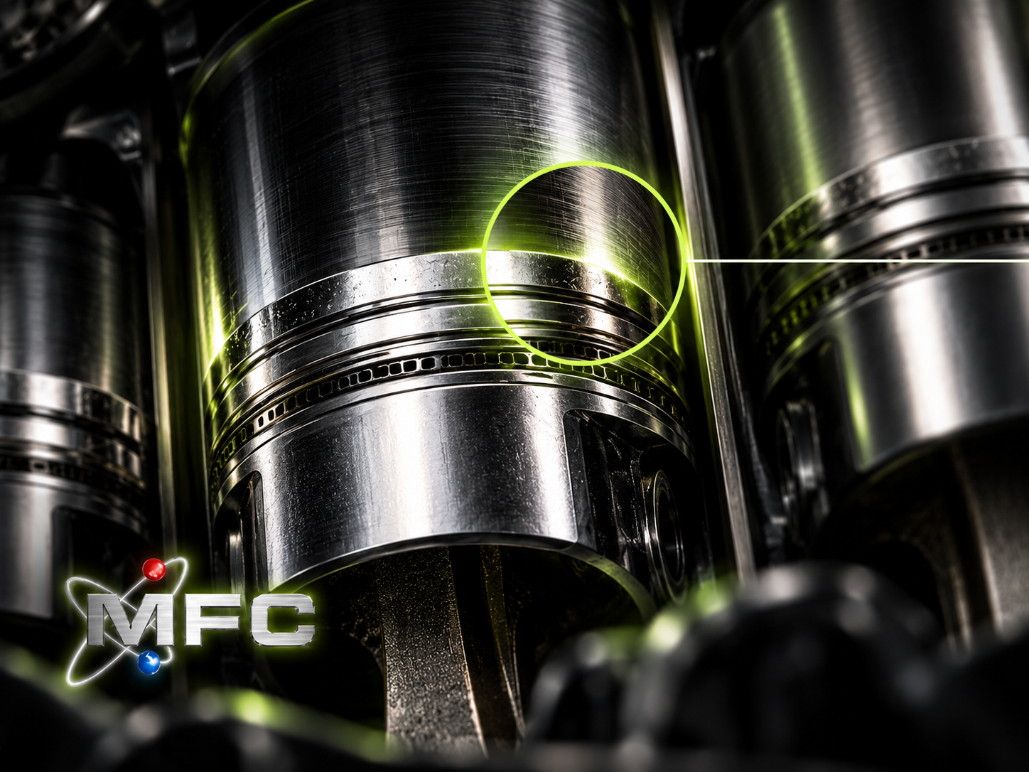 Illustrative piston contact area with a green MFC highlight